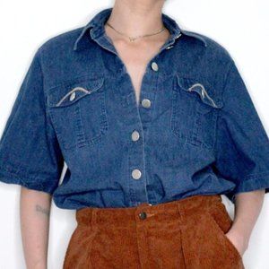 Vintage Denim Short Sleeve Blouse by Proportion petites by Denise Cape Unisex